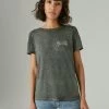 Lucky Brand Womens Lucky Horse Shoe Classic Crew Tee