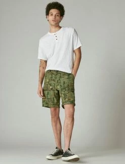 Lucky Brand Mens 9" Laguna Linen Flat Front Short