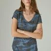 Lucky Brand Womens Vneck Camo Tee