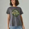 Lucky Brand Womens Lucky Globe Boyfriend Tee