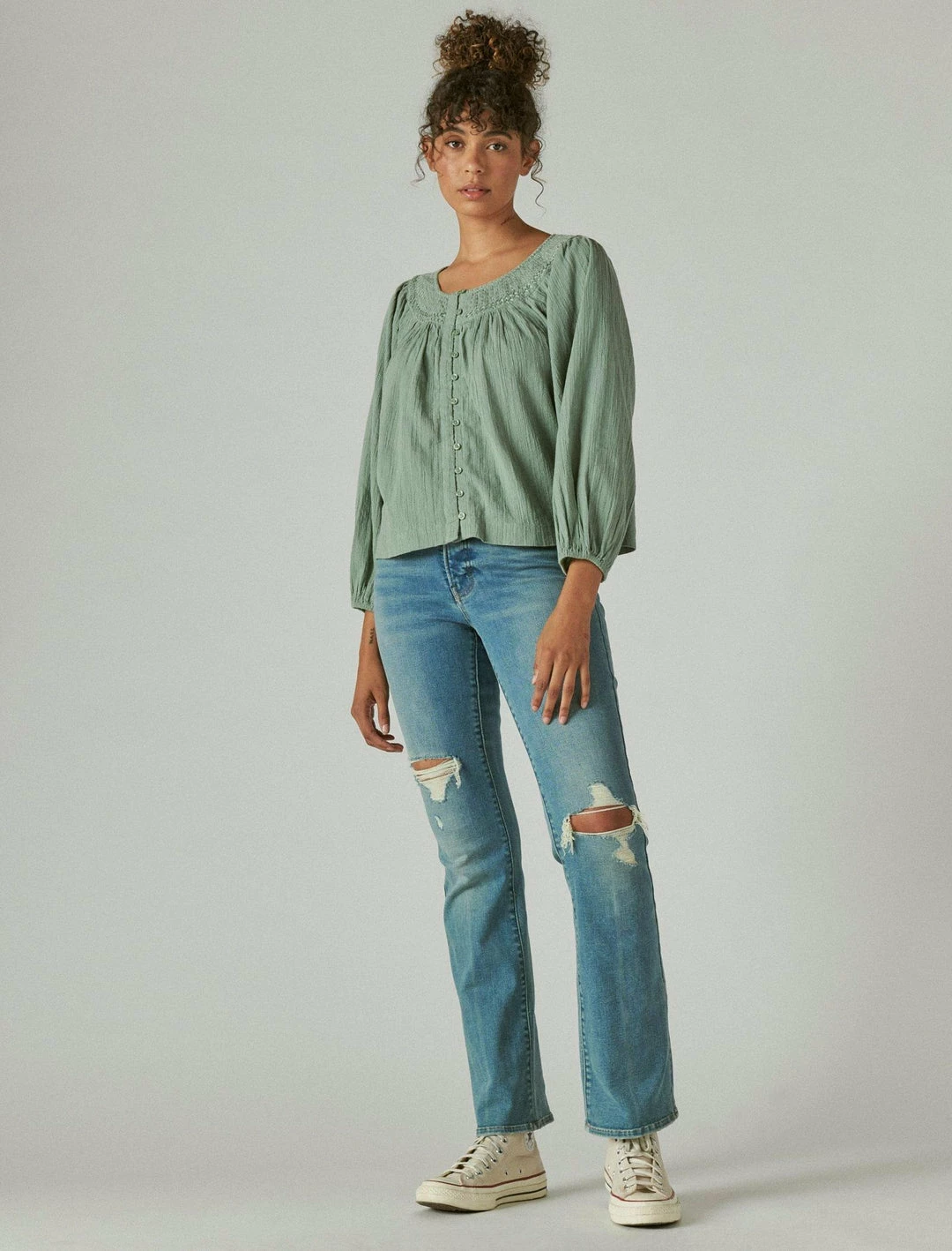 Lucky Brand Womens Embroidered Peasant Blouse 2 Lucky Brand Womens Embroidered Peasant Blouse - Image 2