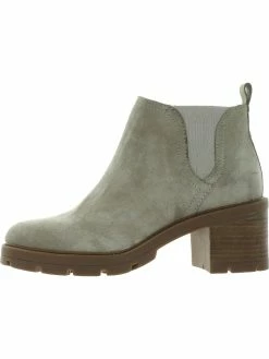 Lucky Brand Sumah Womens Suede Stacked Heel Booties