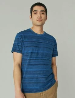 Lucky Brand Mens Indigo Print Crew