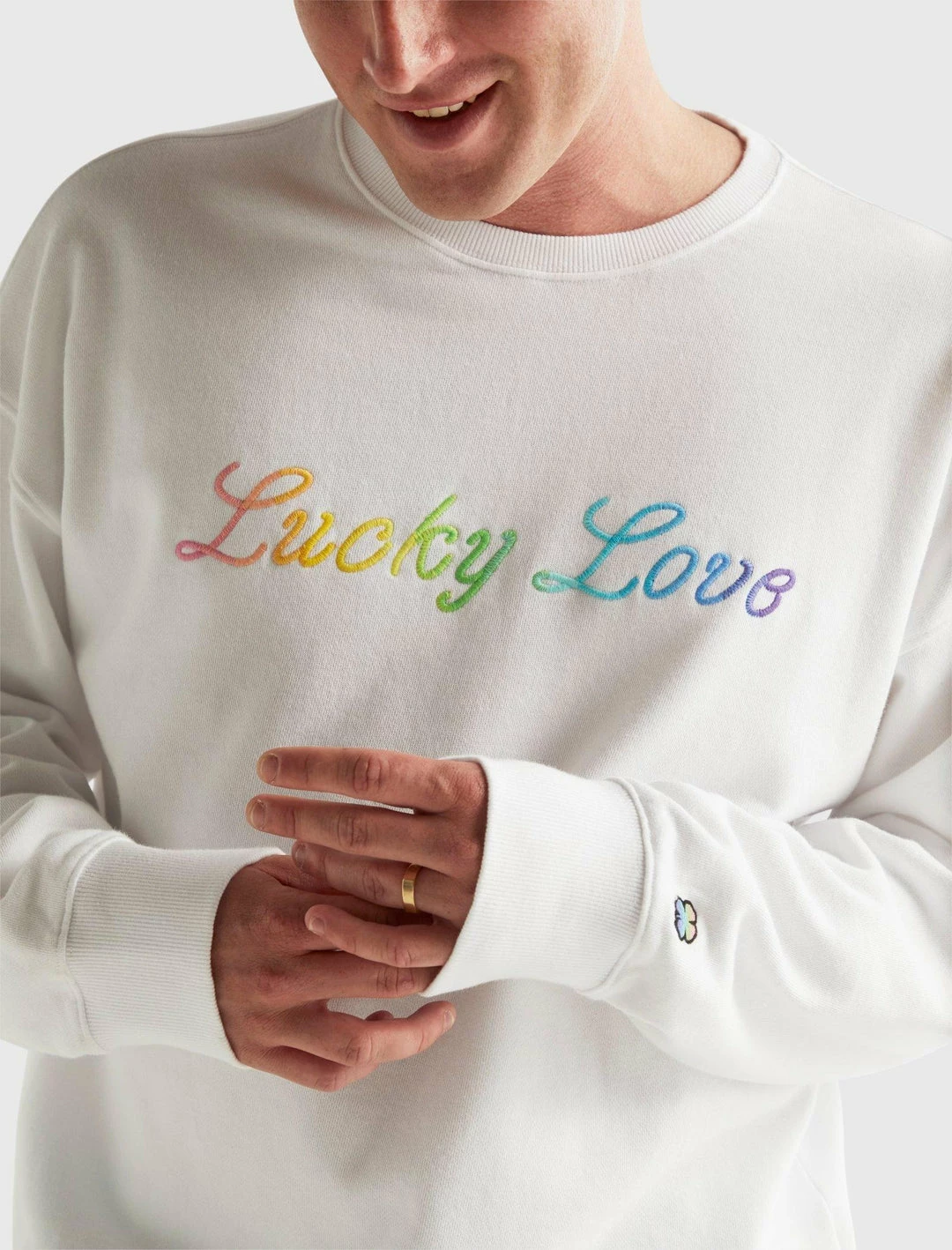 Lucky Brand Mens Pride Lucky Love Gender Neutral Crewneck 5 Lucky Brand Mens Pride Lucky Love Gender Neutral Crewneck - Image 5
