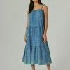 Lucky Brand Womens Tiered Cami Maxi Dress