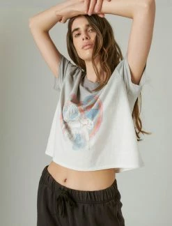 Lucky Brand Womens Jimi Hendrix Cropped Graphic Crew