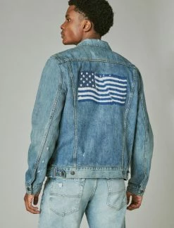 Lucky Brand Mens Lucky Legend Flag Trucker Jacket
