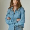 Lucky Brand Womens Indigo Double Pocket Tencel Shirt