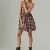 Lucky Brand Womens Plaid Mini Prep Dress