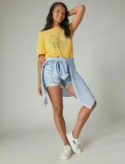 Lucky Brand Womens Lucky Surf Hit Crop Tee