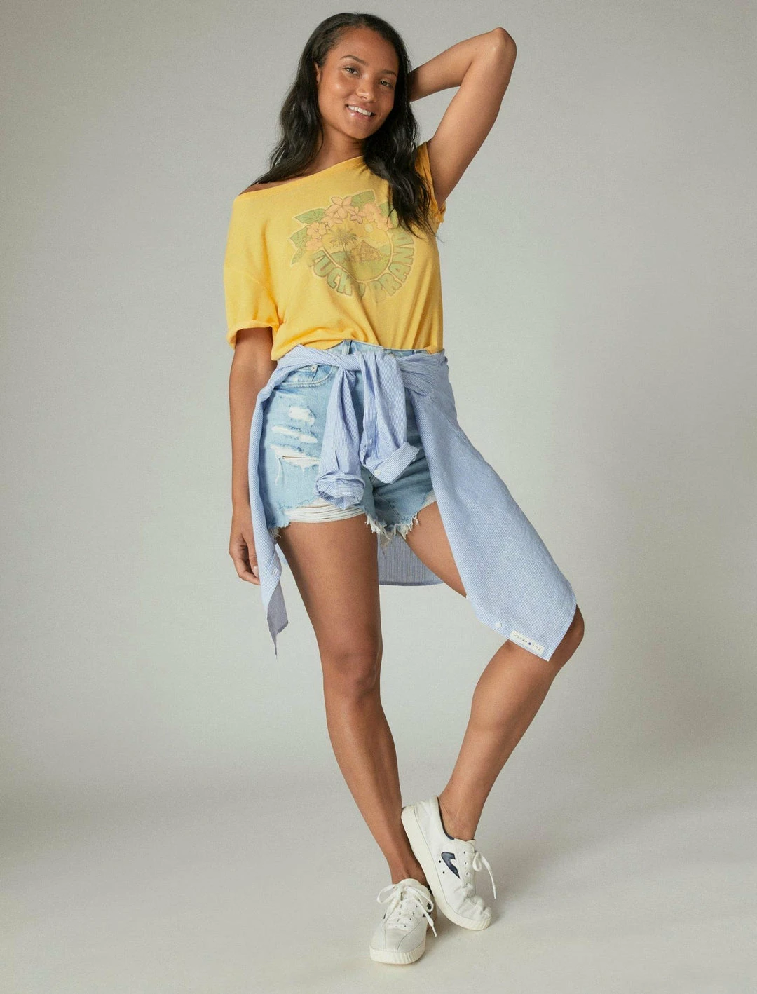 Lucky Brand Womens Lucky Surf Hit Crop Tee 1 Lucky Brand Womens Lucky Surf Hit Crop Tee