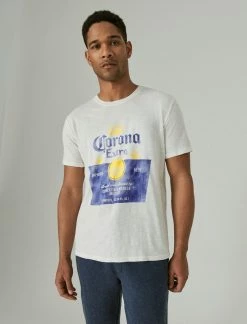 Lucky Brand Mens Corona Label Graphic Tee