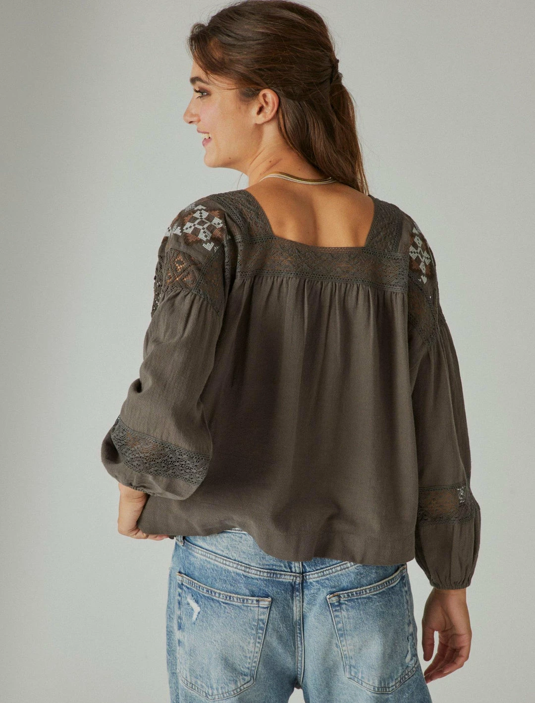 Lucky Brand Womens Embroidered Shoulder Top 2 Lucky Brand Womens Embroidered Shoulder Top - Image 2