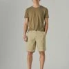 Lucky Brand Mens 9" Stretch Twill Hemp Embroidered Flat Front Short