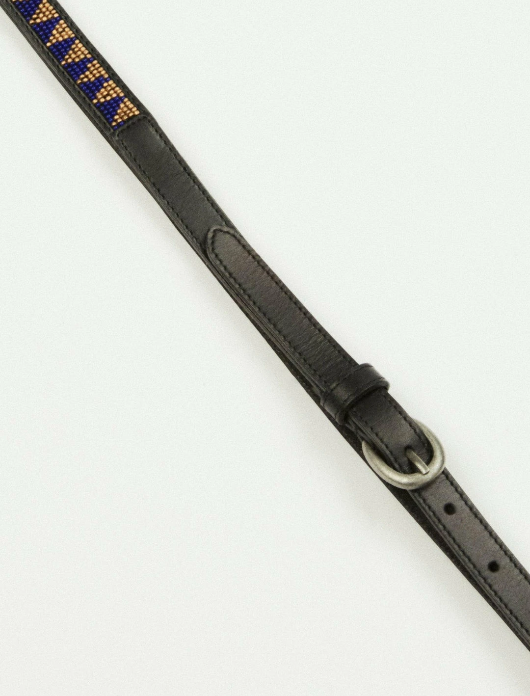 Lucky Brand Blue Geo Beaded Leather Skinny Belt 2 Lucky Brand Blue Geo Beaded Leather Skinny Belt - Image 2