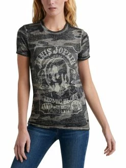 Lucky Brand Janis Joplin Womens Graphic Printed Pullover Top