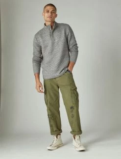 Lucky Brand Mens Weekend Jersey Quilted Mock Neck Popover