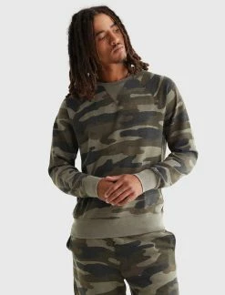 Lucky Brand Mens Venice Burnout Camo Crew
