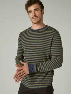 Lucky Brand Mens Striped Thermal Crew