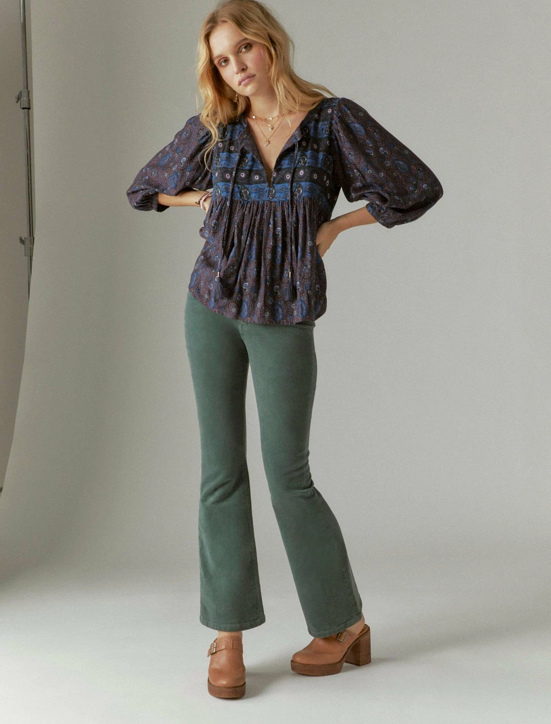 Lucky Brand Womens Print Mix Peasant Blouse 4 Lucky Brand Womens Print Mix Peasant Blouse - Image 4