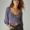 Lucky Brand Womens Button Front Top
