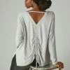 Lucky Brand Womens Cloud Jersey Deep V Ruched Top