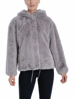 Lucky Brand Womens Lightweight Cold Weather Faux Fur Coat