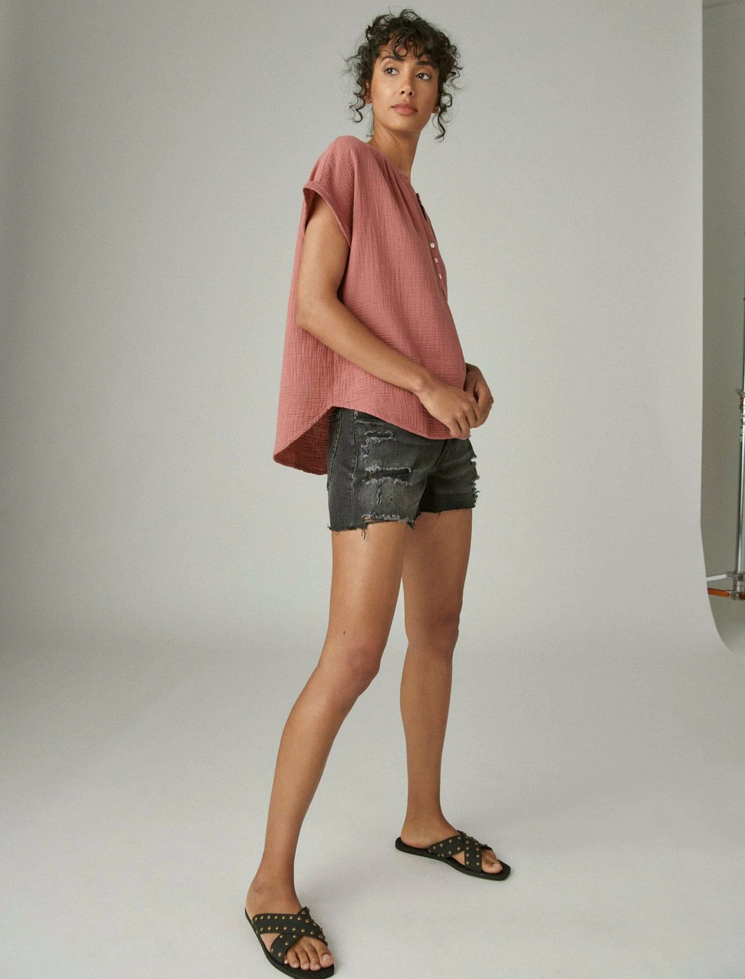 Lucky Brand Womens Short Sleeve Open Neck Shirt 7 Lucky Brand Womens Short Sleeve Open Neck Shirt - Image 7