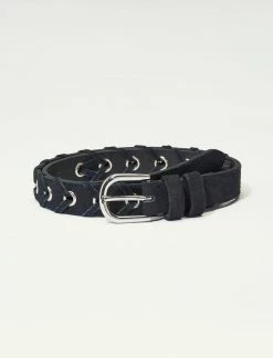 Lucky Brand Suede Braided Grommet Belt