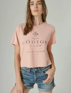 Lucky Brand Womens Codigo 1530 X Lucky Brand Crop Tee