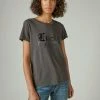 Lucky Brand Womens Lucky Branded Foil Tee