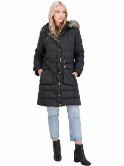 Lucky Brand Womens Winter Hooded Puffer Coat