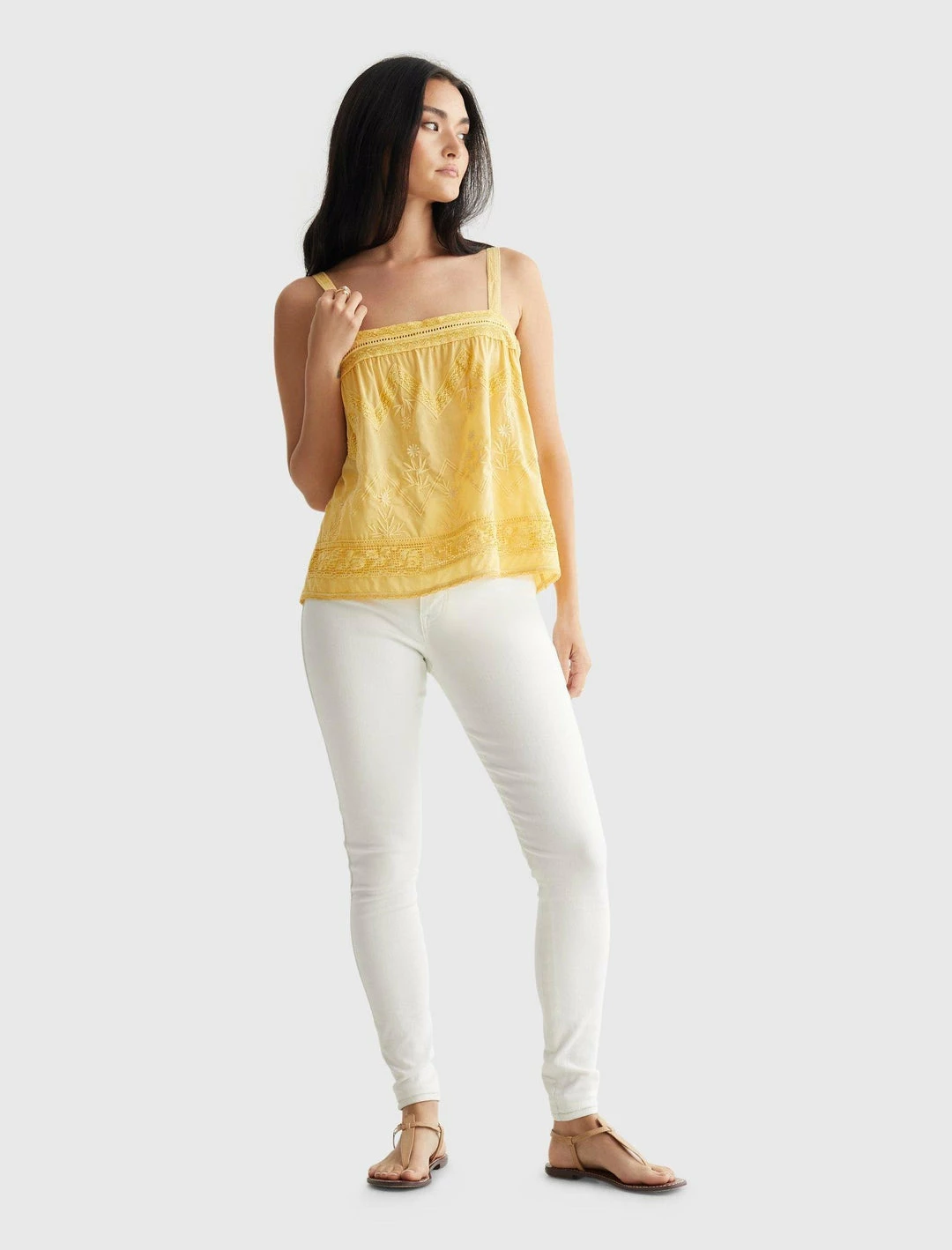 Lucky Brand Womens Embroidered Woven Tank 2 Lucky Brand Womens Embroidered Woven Tank - Image 2