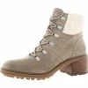 Lucky Brand Demia Womens Suede Lug Sole Combat & Lace-up Boots