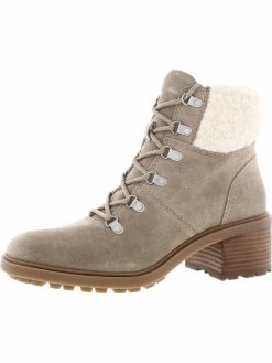 Lucky Brand Demia Womens Suede Lug Sole Combat & Lace-up Boots