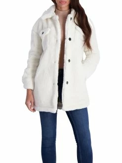 Lucky Brand Womens Lightweight Midi Faux Fur Coat