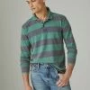 Lucky Brand Mens Sueded Jersey Long Sleeve Rugby Stripe Polo