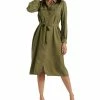 Lucky Brand Chelsea Womens Callor Tie Front Midi Dress