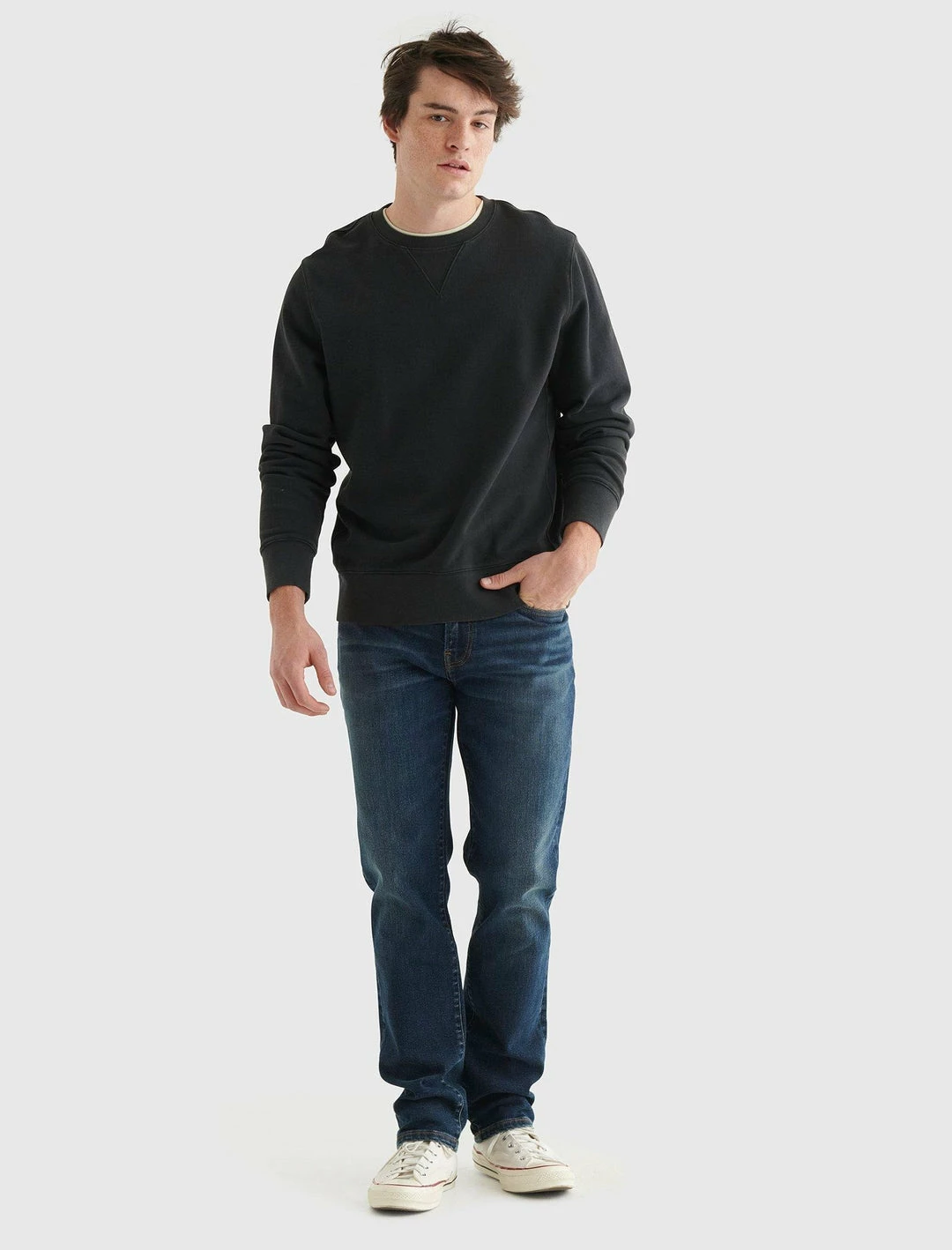 Lucky Brand Mens Sueded Fleece Terry Crew Sweatshirt 2 Lucky Brand Mens Sueded Fleece Terry Crew Sweatshirt - Image 2