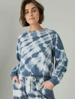 Lucky Brand Womens French Terry Cropped Raglan Crew