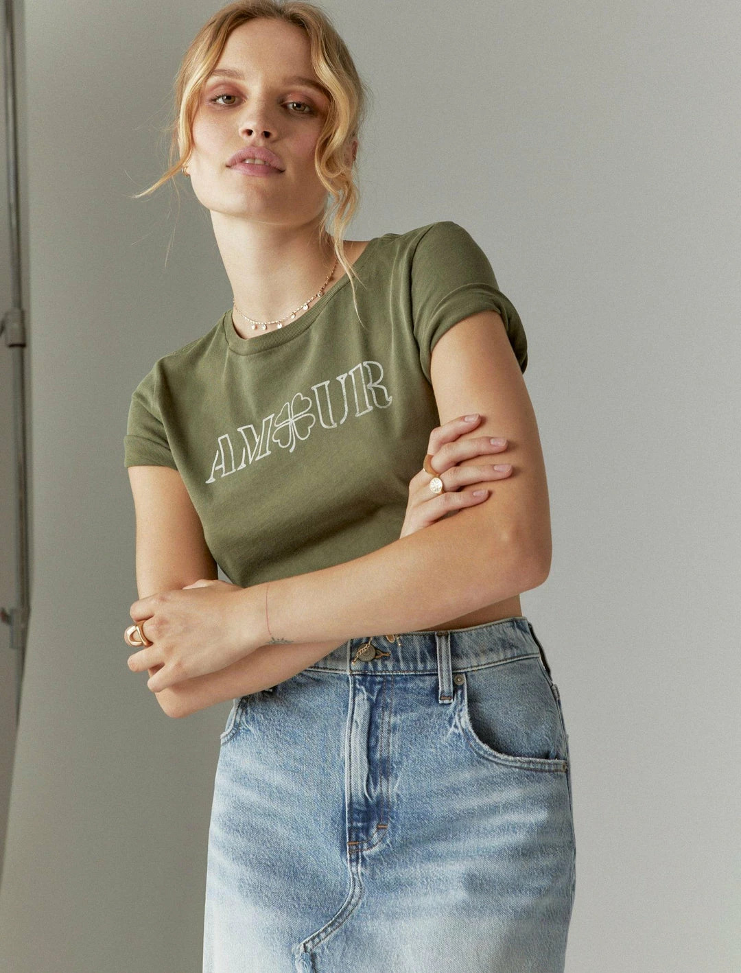 Lucky Brand Womens Amour Stencil Classic Crew Tee 2 Lucky Brand Womens Amour Stencil Classic Crew Tee - Image 2