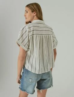 Lucky Brand Womens Relaxed Printed Workwear Shirt