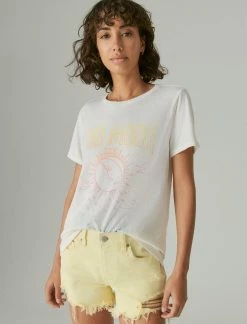 Lucky Brand Womens Janis Rainbow Classic Crew