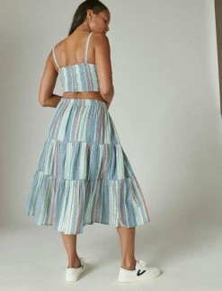 Lucky Brand Womens Button Front Midi Skirt