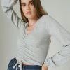 Lucky Brand Womens Cloud Jersey Ribbed Ruched Top
