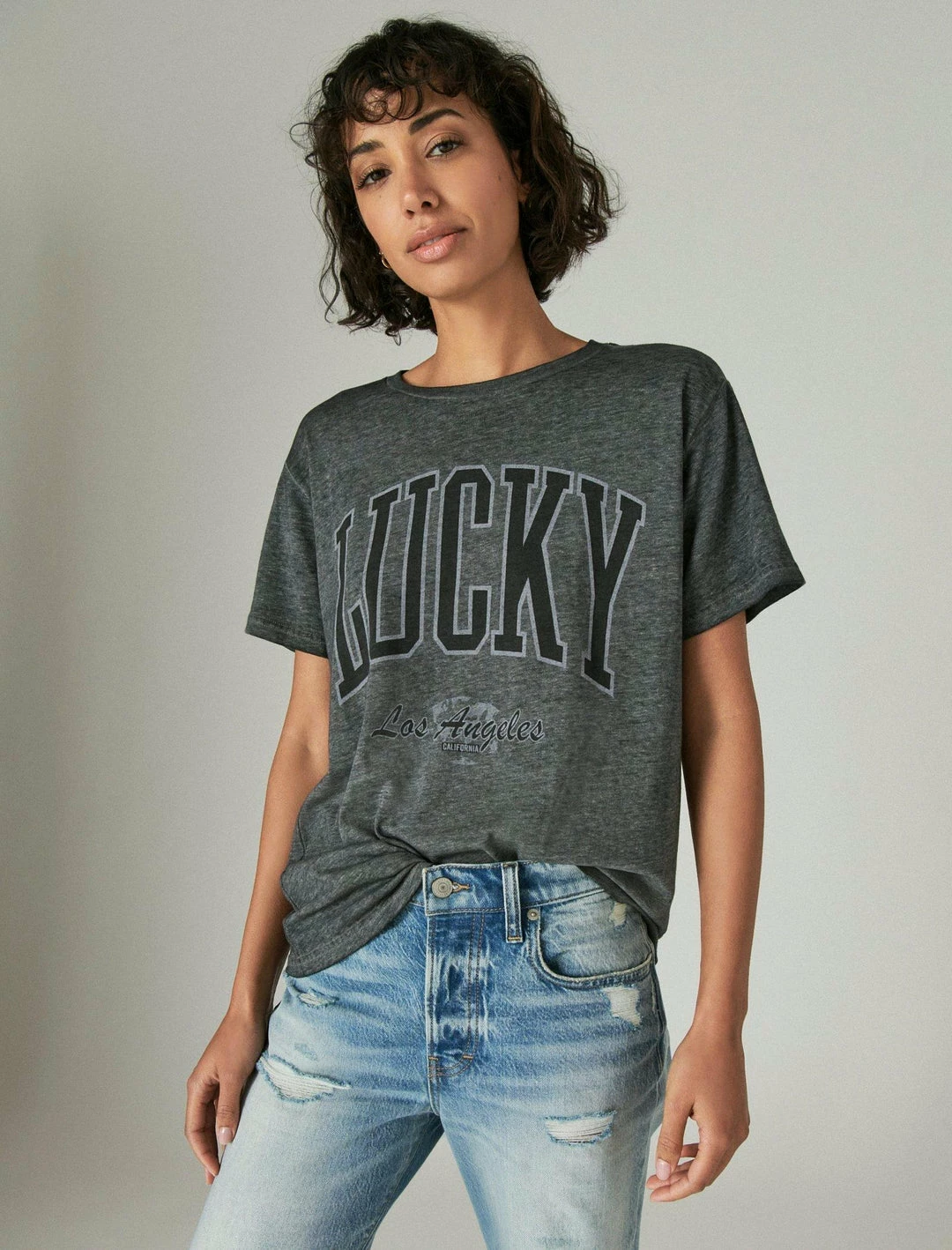 Lucky Brand Womens Lucky Los Angeles Boyfriend Tee 1 Lucky Brand Womens Lucky Los Angeles Boyfriend Tee