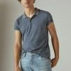 Lucky Brand Mens Venice Burnout Short Sleeve Polo