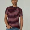 Lucky Brand Mens Indigo Stripe Pocket Crew