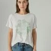 Lucky Brand Womens Clover Fill Boyfriend Tee