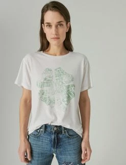 Lucky Brand Womens Clover Fill Boyfriend Tee